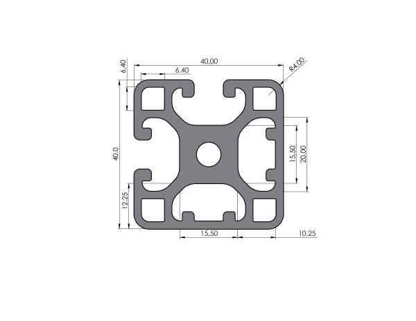 Aluminiumprofil 40x40 leicht Nut 8 I-Typ 2N90